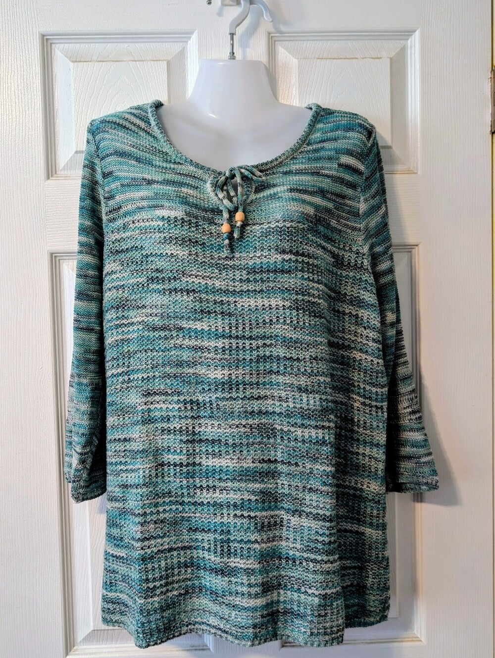united states sweaters Teal Marled Tie-Neck Swim Coverup